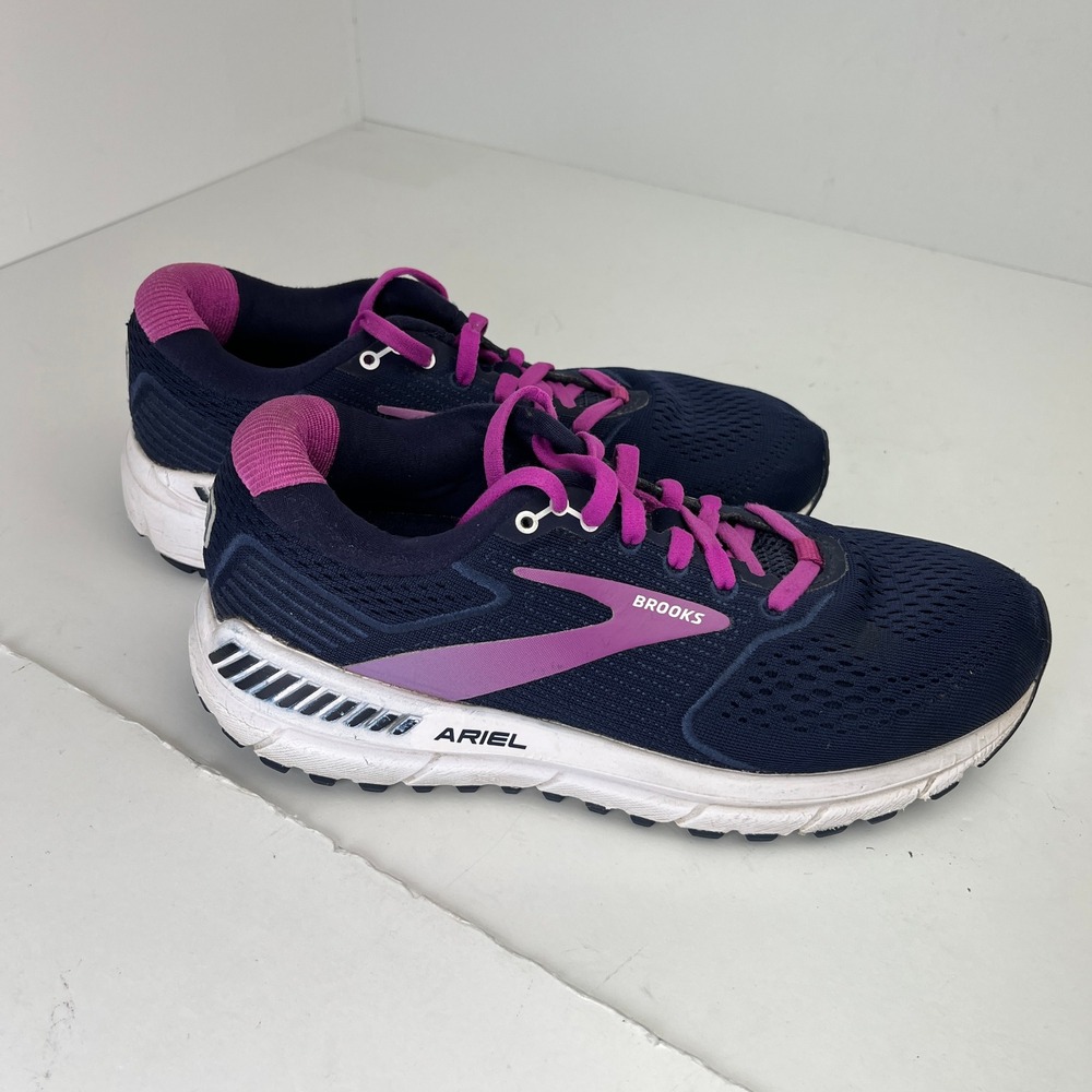 Brooks Ariel 20 Womens Running Shoes Navy Blue Magenta Max Support Sneakers